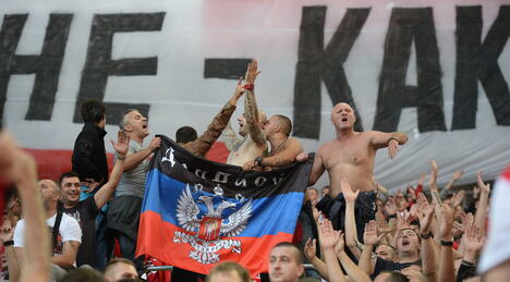 Delije na prijateljskoj utakmici Crvene zvezde i Spartaka odigrane 2014. u Moskvi