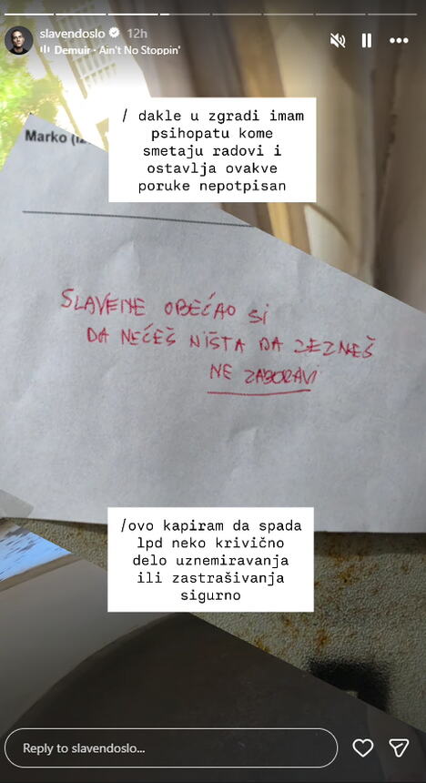 Slaven Došlo dobija uznemirujuće poruke od komšije