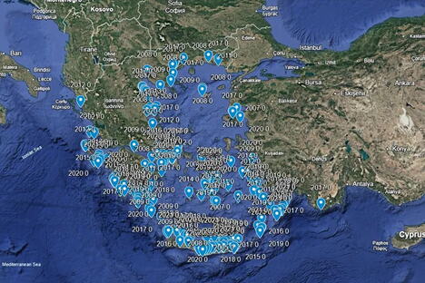 Mapa Grčke gde je primećena riba zec