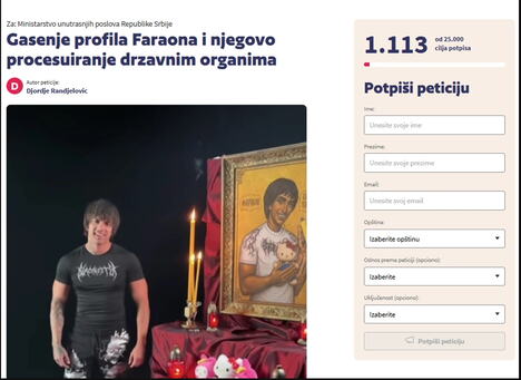 Marko Radmanović Faraon, peticija