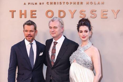 Met Dejmon, Kristofer Nolan, En Hatavej na premijeri filma Odiseja