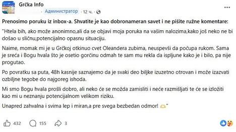 Mladić zubima pokidao cvet oleandera
