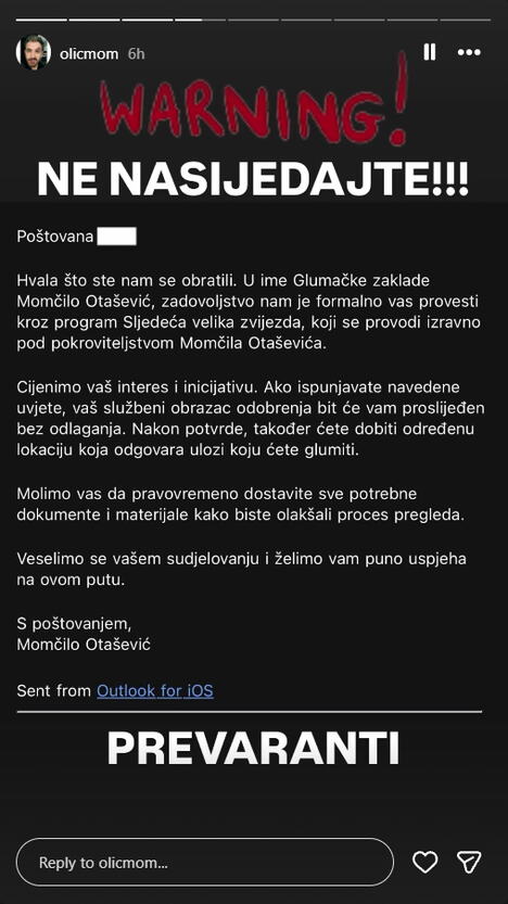 Momčilo Otašević upozorio na prevaru