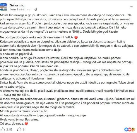 Srpkinju udario Grk i oštetio joj auto