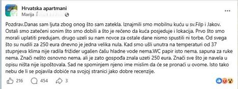 Marija zatekla horor smeštaj u Hrvatskoj, objava