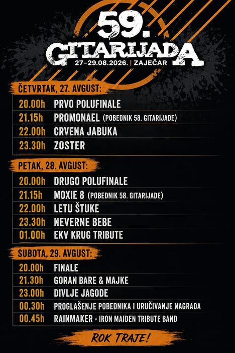 59. Zaječarska gitarijada od 27. do 29. avgusta