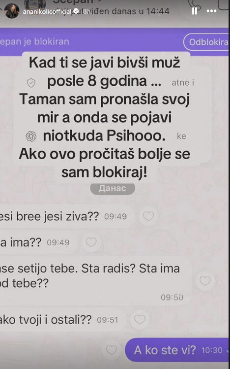 Ani Nikolić se javio bivši muž