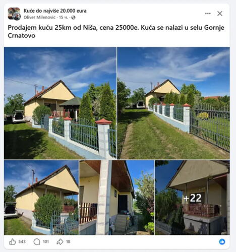 Oglas za prodaju kuće
