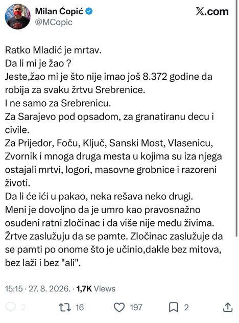 Ratko Mladić blokaderi