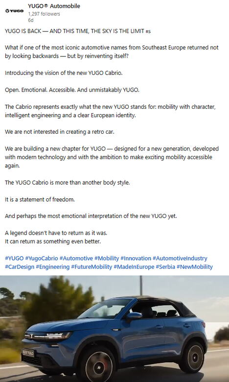 Digitalni prikaz novog Yugo Cabrio krosovera sa petoro vrata.png