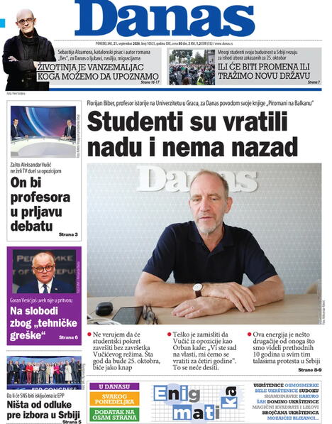 Danas naslovna strana
