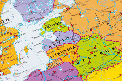 mapa Litvanija Estonija Letonija Belorusija