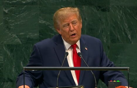 Donald Tramp tokom obraćanja na Generalnoj skupštini Ujedinjenih nacija u Njujorku