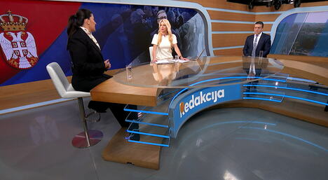Dina Vučinić Ivana Malenko Zoran Perović u studiju Kurir televizije