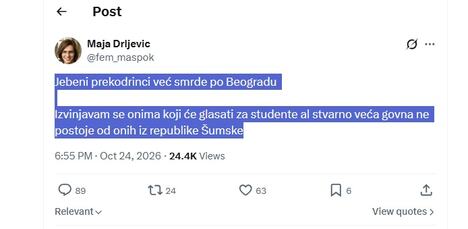 Blokaderski tvit - prekodrinci