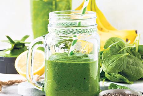 stockphotohealthygreensmoothiewithspinachbananalemonappleandchiaseedsinglassjarand636937162.jpg