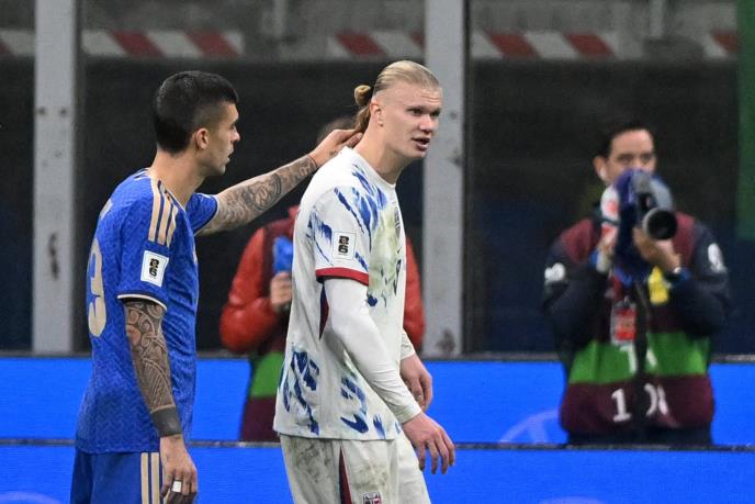 Đanluka Manćini i Erling Haland na meču Italija - Norveška