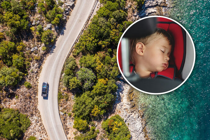 beba dete grčka putovanje automobilom