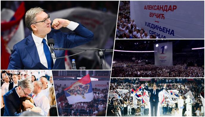 MEGA Ujedinjena Srbija Beogradska arena SNS skup Aleksandar Vučić