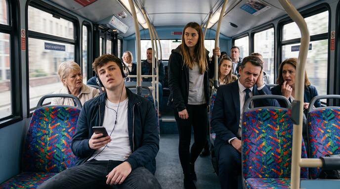 slušanje muzike u autobusu
